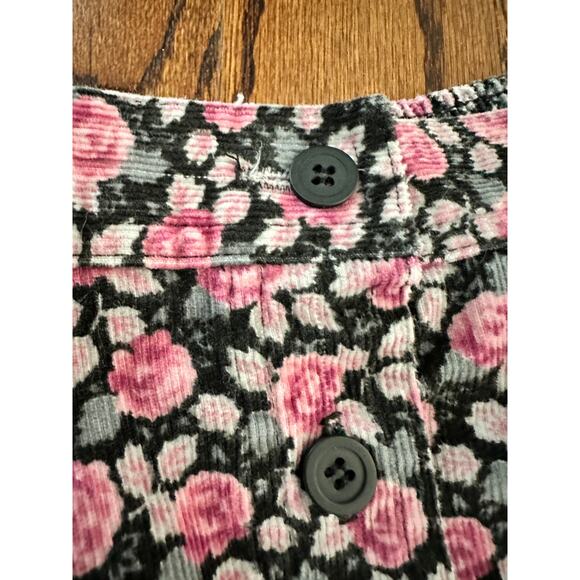 Vintage 80s Rose Corduroy Skirt CottageCore ShabbyChic Preppy Grunge Fall Winter - Picture 7 of 9